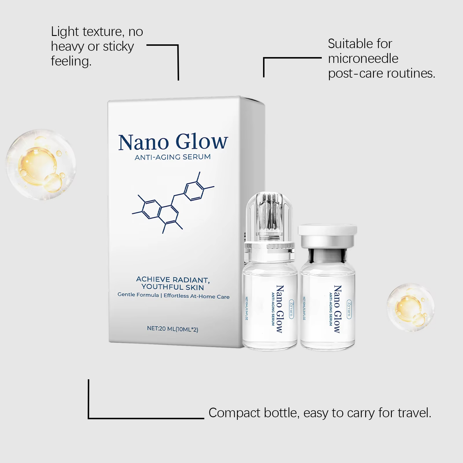 2*10ML Kit Serum Roller Mikron - Hyaluronic Acid Facial Serum ulasan dan harga